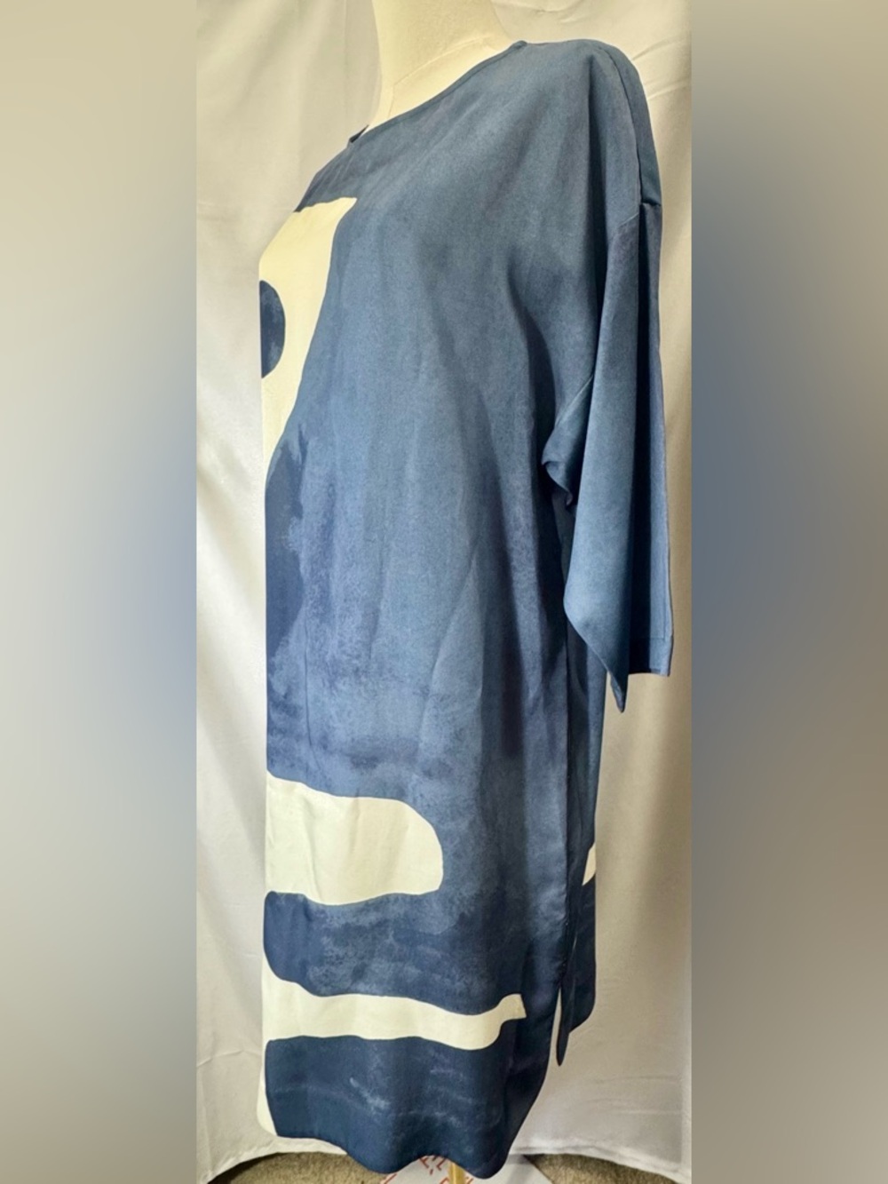 Mara Hoffman Wilma Midi Dress 100% Tencel Abstract Navy White  Sustainable - Picture 3 of 11